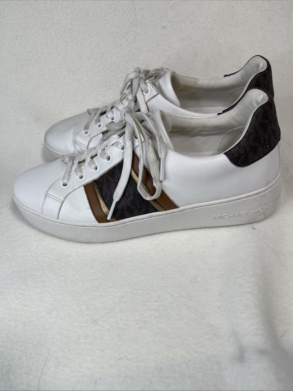 Michael Kors Poppy Stripe Lace Up Shoes Brown/White Size 10M Men’s- EUC!!